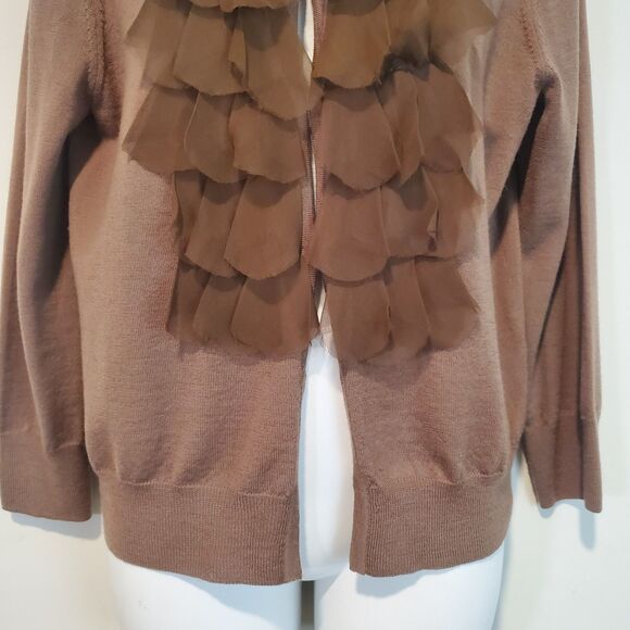J Crew Women's Cardigan Sweater Large Brown Merino Wool Preppy Academia Vintage - Picture 3 of 11